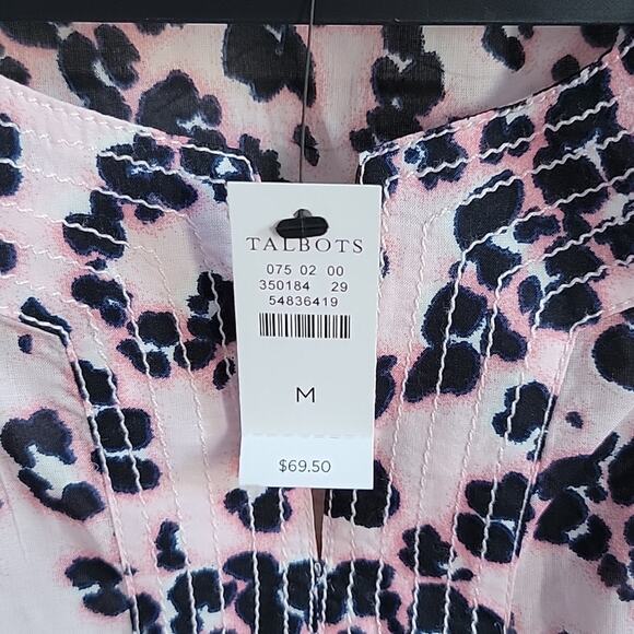 Talbots Pink Animal Print Paisley Trapunto Popover Sleeveless Blouse Size Medium - Picture 4 of 7